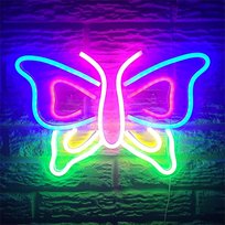 Duży neon Led USB Lampka na ścianę Napis do pokoju Motyl