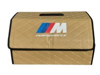 Duży organizer/torba do bagażnika logo BMW, kolor beżowy, skóra PU