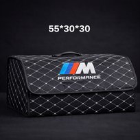 Duży organizer/torba do bagażnika z logo BMW czarny, pikowana. Skóra PU