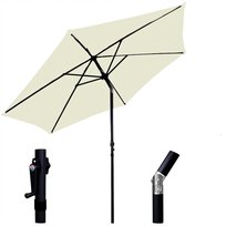 Duży Parasol Ogrodowy 300 Cm Porządny BIAŁY Regulowany Mocny Z Korbką