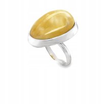 Duży pierścionek srebrny z mlecznym bursztynem klasyczny Rozmiar 16