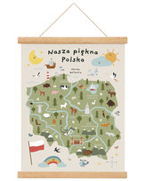 Duży plakat do pokoju dziecka Mapa Polski 70x100 cm B1 / Joachimki