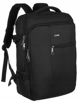 Duży plecak podróżny na laptopa z wodoodpornej tkaniny plecak z uchwytem na walizkę Peterson, czarny  - Peterson