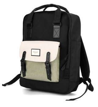 Duży pojemny sportowy plecak na laptopa z wodoodpornej tkaniny Himawari, czarny zielony kremowy - Himawari