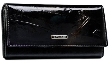 Duży portfel damski skórzany modny portfel na zatrzask na karty i dokumenty Cavaldi, ciemnofioletowy - 4U CAVALDI