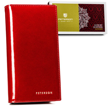 Duży portfel damski ze skóry naturalnej ochrona RFID Peterson, czerwony - Peterson