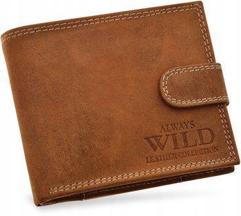Duży portfel męski solidny skórzany pojemny skóra always wild brązowy nubuk - Always Wild