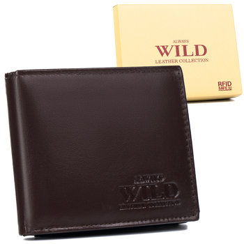 Duży portfel męski ze skóry naturalnej system RFID Stop Always Wild - Always Wild