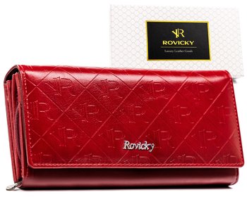 Duży portfel skórzany damski z monogramem Rovicky ochrona RFID - Rovicky