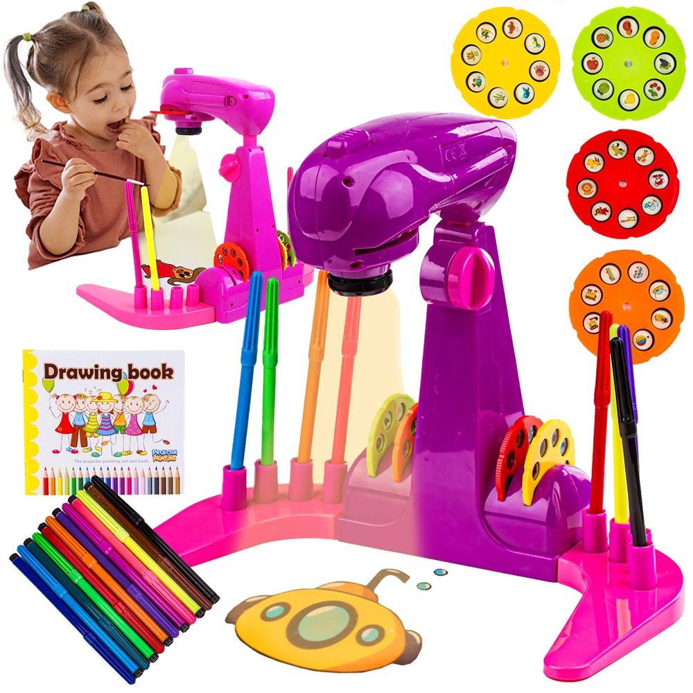 Duży projektor rzutnik tablica do nauki rysowania + slajdy, mazaki Doris Sklep