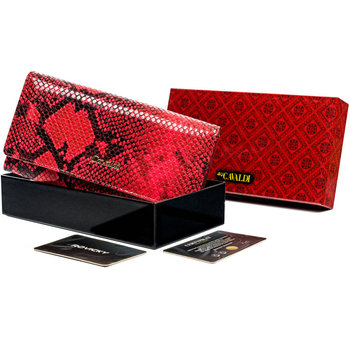 Duży, Rozbudowany Portfel Damski Zdobiony Wzorem Wężowej Skóry — Cavaldi - 4U CAVALDI