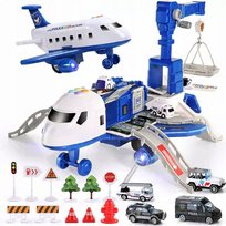 DUŻY Samolot Policja KLOCKI Rozkładany INTERAKTYWNY ŚWIATŁA DŹWIĘKI MAT