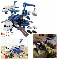 DUŻY Samolot Rozkładany Parking Policja +Auta Dźwig Policyjny JAKOŚĆ