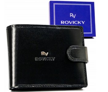 Duży, skórzany portfel męski na zatrzask - Rovicky - Rovicky