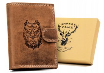 Duży, skórzany portfel męski w orientacji pionowej zapinany na zatrzask - Always Wild - Always Wild
