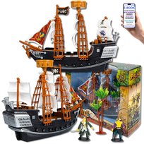 Duży Statek Piracki Zestaw Dla Dzieci Okręt Statek Piratów Dla Chłopca Armaty Maszt Żagle Prezent Dla Chłopca Na Urodziny Święta + Ebook-2 Pltb