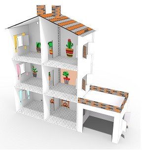 Duży tekturowy domek dla lalek z garażem do kolorowania i zabawy 3D - Fox-toys