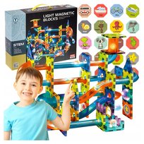 DUŻY TOR KULKOWY 110 EL KULODROM ZESTAW MAGNETYCZNY KLOCKI KONSTRUKCYJNE