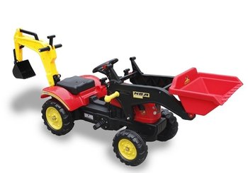 Duży Traktor Branson Ze Spychaczem i Łyżką Czerwony Pedały - Lean Toys