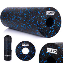 DUŻY Wałek do Masażu Pleców FIZYO Piankowy EPP Gładki Roller Fitness Czarno - Niebieski 45cm Fizyo