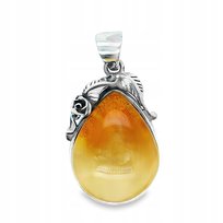 DUŻY wisior z mlecznym bursztynem naturalnym ZAWIESZKA srebro 925