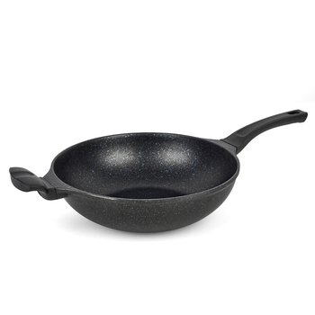 Duży Wok Głęboka Patelnia Indukcja Gaz 30Cm Non Stick Kuchnia Azjatycka Patelnia Marmurowa Konighoffer - Tadar