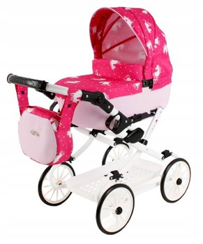 Duży Wózek dla lalek Viki z torebką i koszykiem Vi-04 - Adbor
