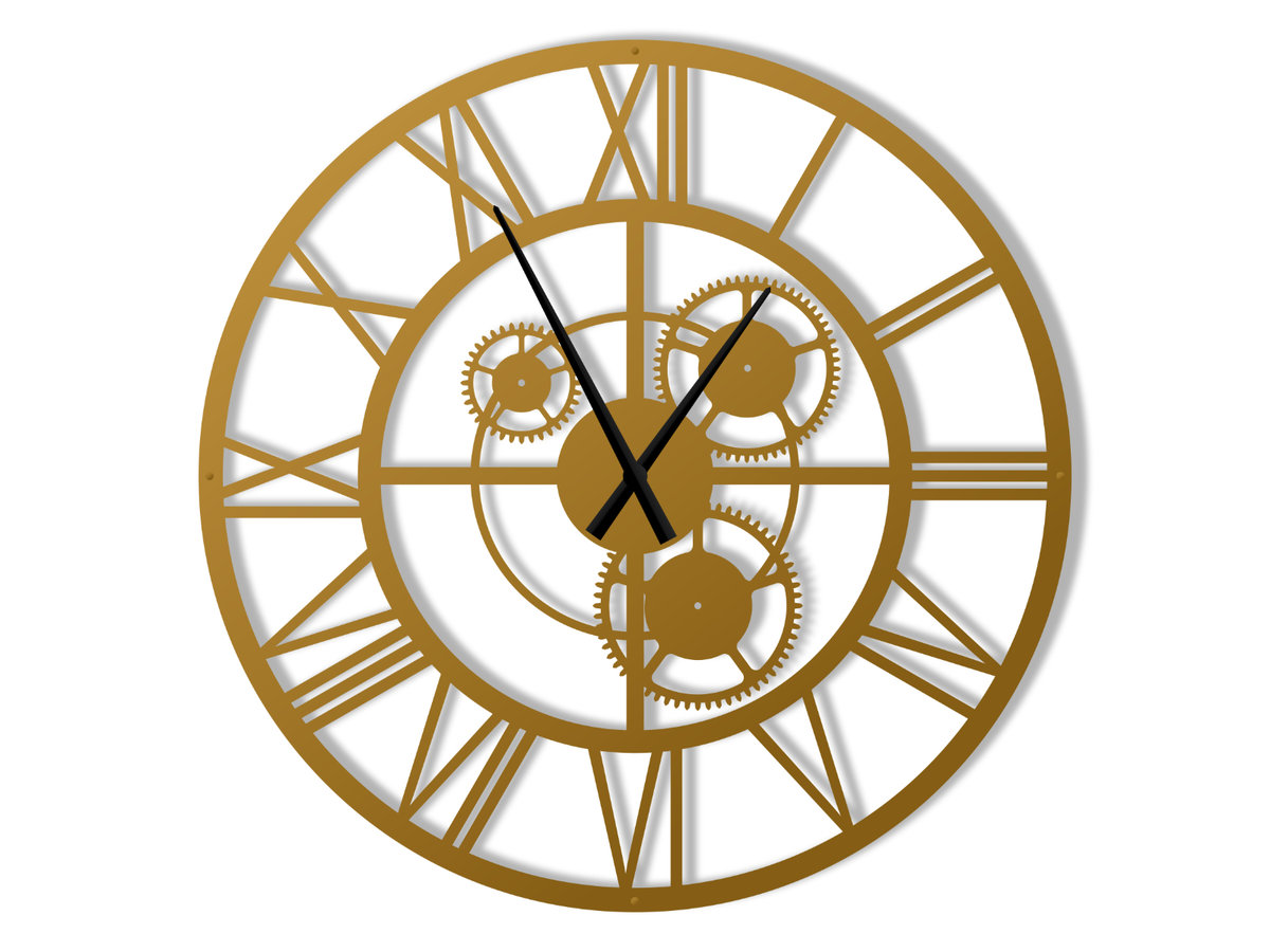Фото - Настінний годинник LOFT Duży zegar metalowy  z trybami 90 cm złoty 