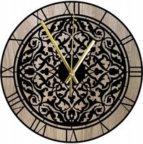 Duży Zegar Ścienny Do Salonu W Stylu Loft Drewniany Dąb Sonoma 45 cm