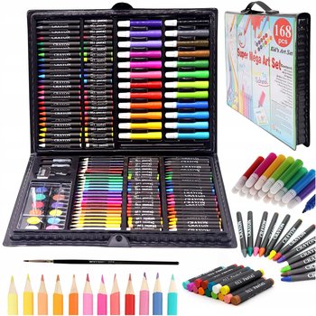 DUŻY ZESTAW ARTYSTYCZNY DO MALOWANIA PREZENT WALIZKA 168 el. - DomowyŚwiat