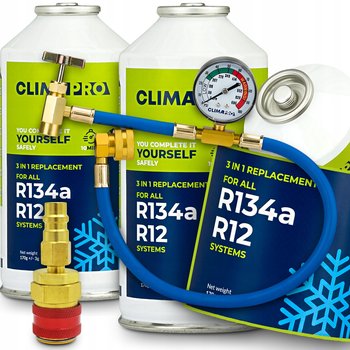 DUŻY ZESTAW CLIMAPRO DO NABIJANIA KLIMATYZACJI AUT Z R134a PRZEWÓD ADAPTER - AGMI