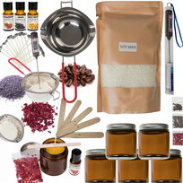 Duży Zestaw do ROBIENIA ŚWIEC DIY WOSK SOJOWY ŚWIECZKI 5 słoiczków