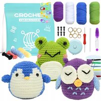 DUŻY ZESTAW DO SZYDEŁKOWANIA DIY ZWIERZĄTKA NAUKA ZABAWA DLA DZIECI SZABLON