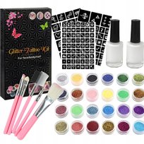 Duży Zestaw do Tatuaży Brokatowych Szablony Tatuaże Brokatowe XL dla Dzieci