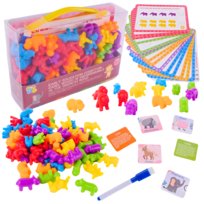 Duży Zestaw Gra Montessori Zwierzęta Sorter Edukacyjny Nauka Liczenia Kolorów Karty