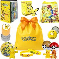DUŻY ZESTAW PREZENTOWY POKEMON XXL 22 ELEMENTY KLOCKI KARTY PLECAK GRA Inna marka