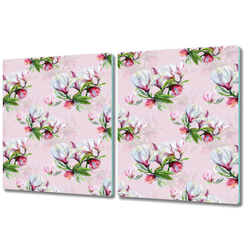 Dwuczęściowa Deska Kuchenna ze Wzorem - 2x 40x52 cm - Malowane kwiaty magnolii - Coloray