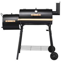 Dwukomorowy grill węglowy czarny 115 x 65 x 108 cm
