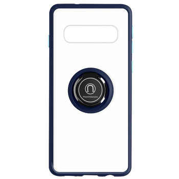 Dwumateriałowe etui do Samsunga Galaxy S10 Plus z metalowym pierścieniem Podstawka wideo w kolorze niebieskim - Avizar