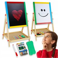 Dwustronna Drewniana Tablica Obrotowa Magnetyczna Kredowa + Akcesoria 80 Cm