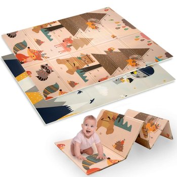 Dwustronna Składana Mata Edukacyjna z pianki XPE Podłogowa Bezpieczna 120x180 góry zwierzęta Humbi - Humbi