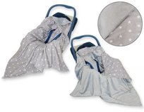 Dwustronny kocyk do fotelika- Gwiazdki szare