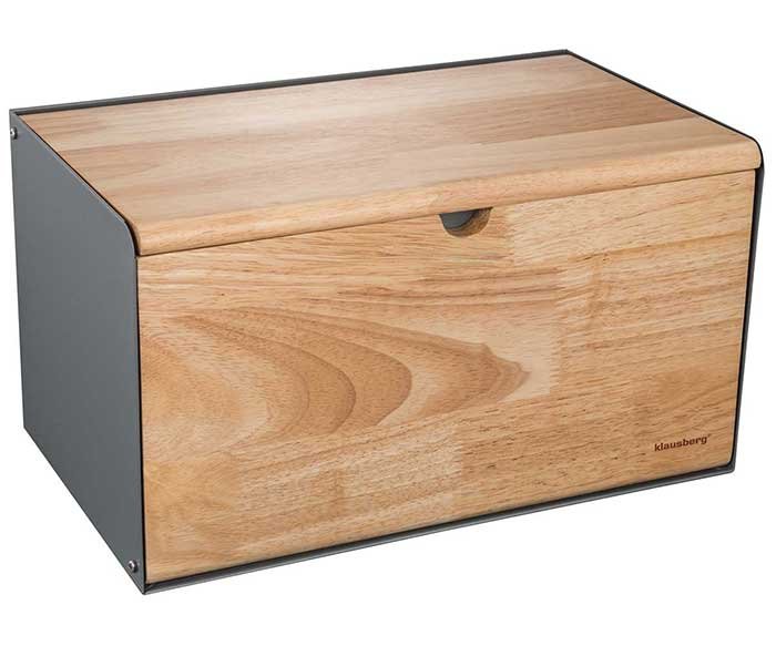 Dwustronny pojemnik na pieczywo KLAUSBERG, szary, 22x35x25 cm-Zdjęcie-0