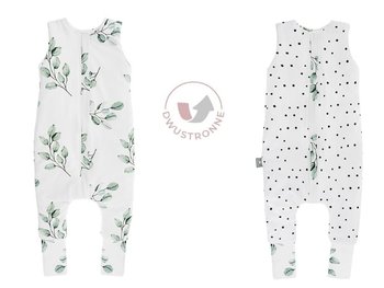 Dwustronny Śpiworek Z Nogawkami S (1-2 Lata) Eukaliptus/Czarne Kropki - Sleepee