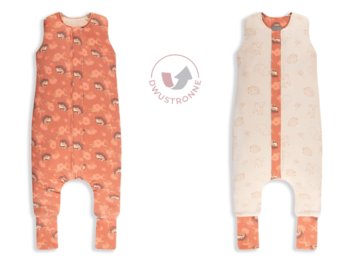 Dwustronny Śpiworek Z Nogawkami S (1-2 Lata) Vintage Animals Amaranth/Cream - Sleepee