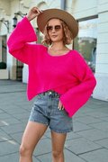 Dwustronny sweter asymetryczny - fuksja One size - Inna marka