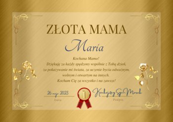 Dyplom Złota Mama - ToBylRok.pl