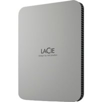 Dysk mobilny LaCie, 2 TB, przenośny zewnętrzny dysk twardy — Moon Silver, USB-C 3.2, do komputerów PC i Mac, z recyklingu poużytkowego, z usługą Adobe All Apps Plan and Rescue Services (STLP2000400)