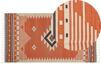 Dywan bawełniany kilim 80 x 150 cm pomarańczowy GAVAR - Beliani