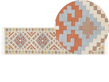 Dywan bawełniany kilim 80 x 300 cm wielokolorowy ATAN - Beliani
